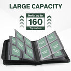 Toploader Binder, Holds 160 Toploaders, 100 Toploaders Included, 4-Pocket PU Cover Top Loader Binder for 3" x 4" Rigid Toploaders, Ringless Double-Sided Toploader Card Binder for TCG, Sport Cards