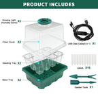 Idealife Seed Starter Tray,Plant Propagation Station with Grow Light,2 Pcs