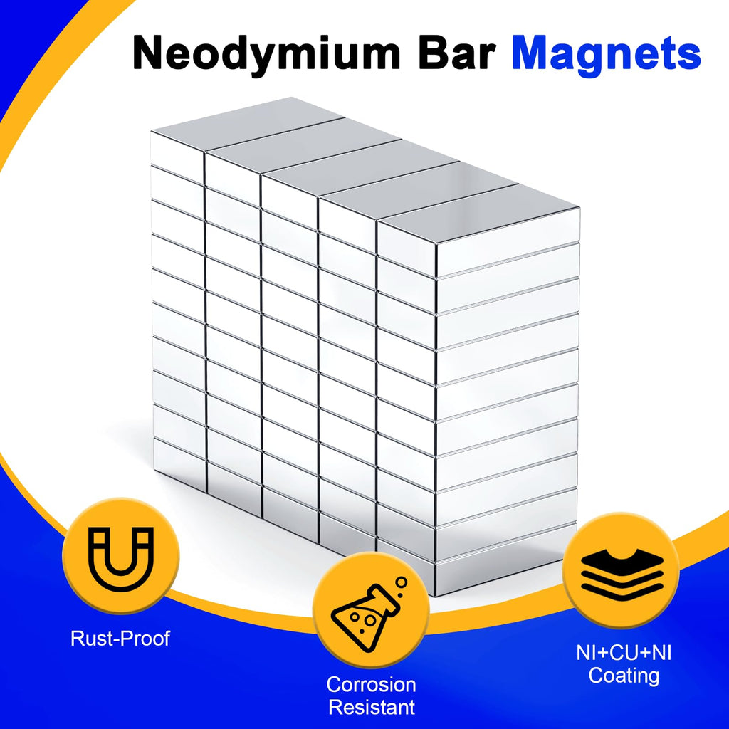 Powerful Neodymium Bar Magnets, 300 Pack Heavy Duty Magnet, 10x5x2mm