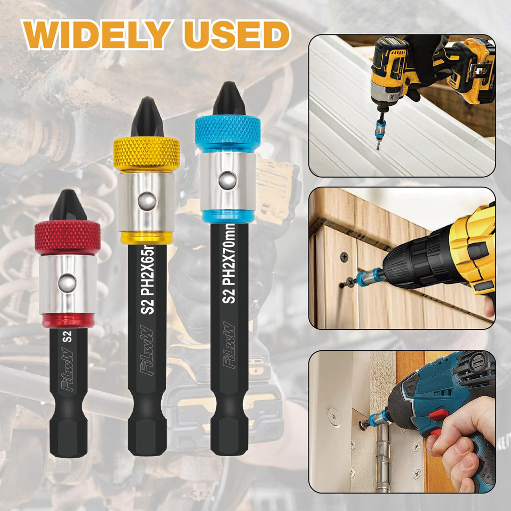 6 Pieces Strong Magnetic Screw Ring With 6 Pieces Ph2 Screwdriver Bit Set, 1/4 Inch/ 6.35 mm Universal Magnetic Screw Ring Bit for Hex Screwdriver and Power Bits