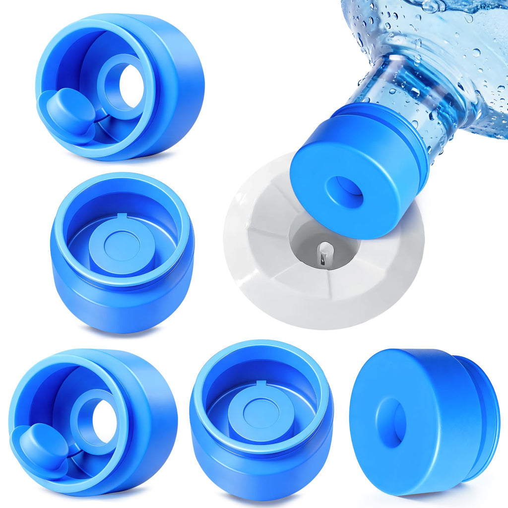 Gofriipai 3 and 5 Gallon Water Jug Cap, Silicone Reusable Replacement Cap, Non Spill Bottle Caps for 55mm Bottle Water Dispenser Caps - Pack of 10