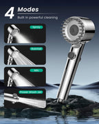 Fitespot Filtered Shower Head with Handheld with 4PCS Filters, High Pressure 4 Spray Modes Shower heads with Filter, IronDrops Water Softener Filter for Hard Water 70" Hose (Chrome)