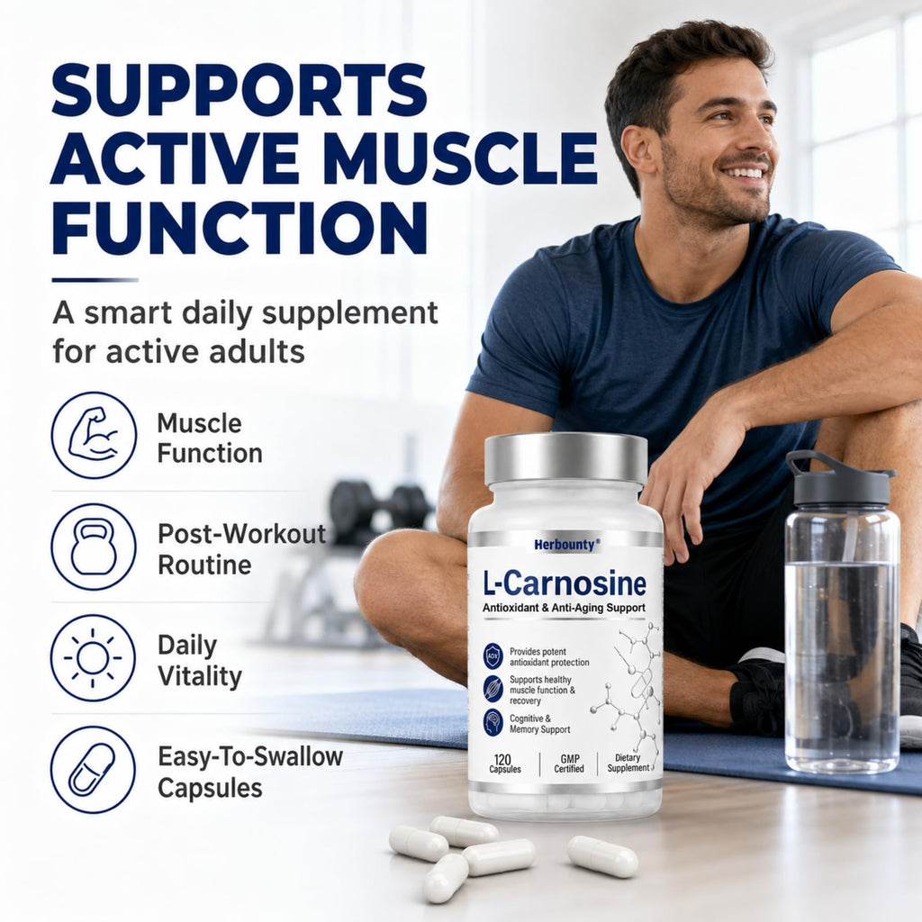 Herbounty L-Carnosine Supplement 500mg, 120 Capsules Vitality Support
