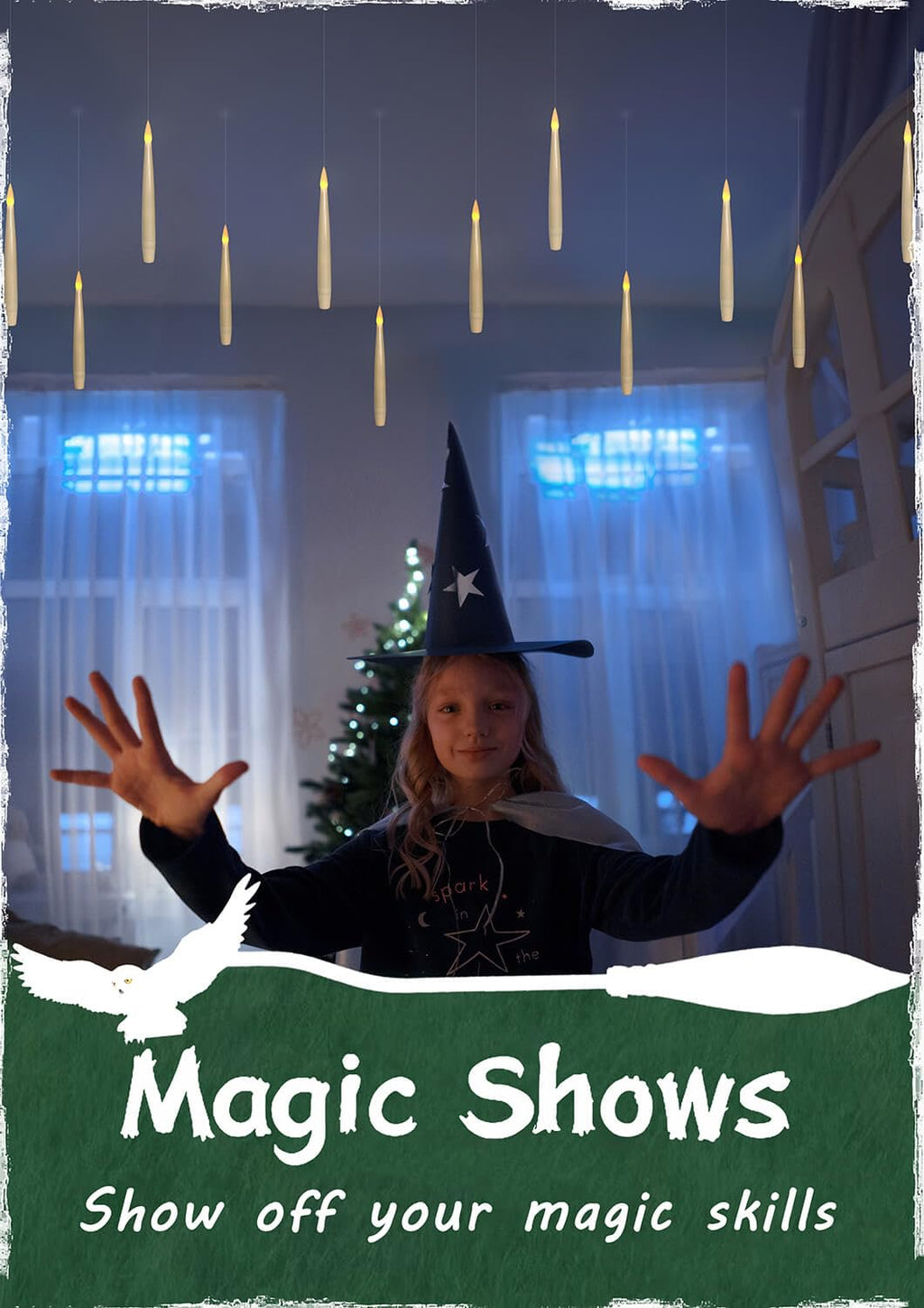 Leejec 12Pcs Floating Candle with Wand Remote, 6/18H Timer, Halloween Decor