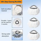 8-Pack Spin Mop Replacement Heads, 100% Microfiber Spin Mop Refills Heads for Easy Wring, 360°Micro Replacement Mop Head for Easy House Cleaning Floor Mopping - (White)