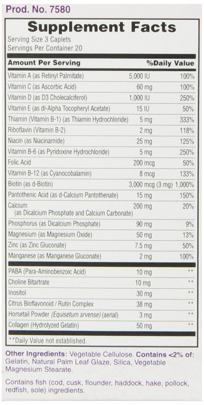 Nature's Bounty Optimal Solutions Hair, Skin & Nails Formula, 120 Coated Caplets (2 X 60 Count)