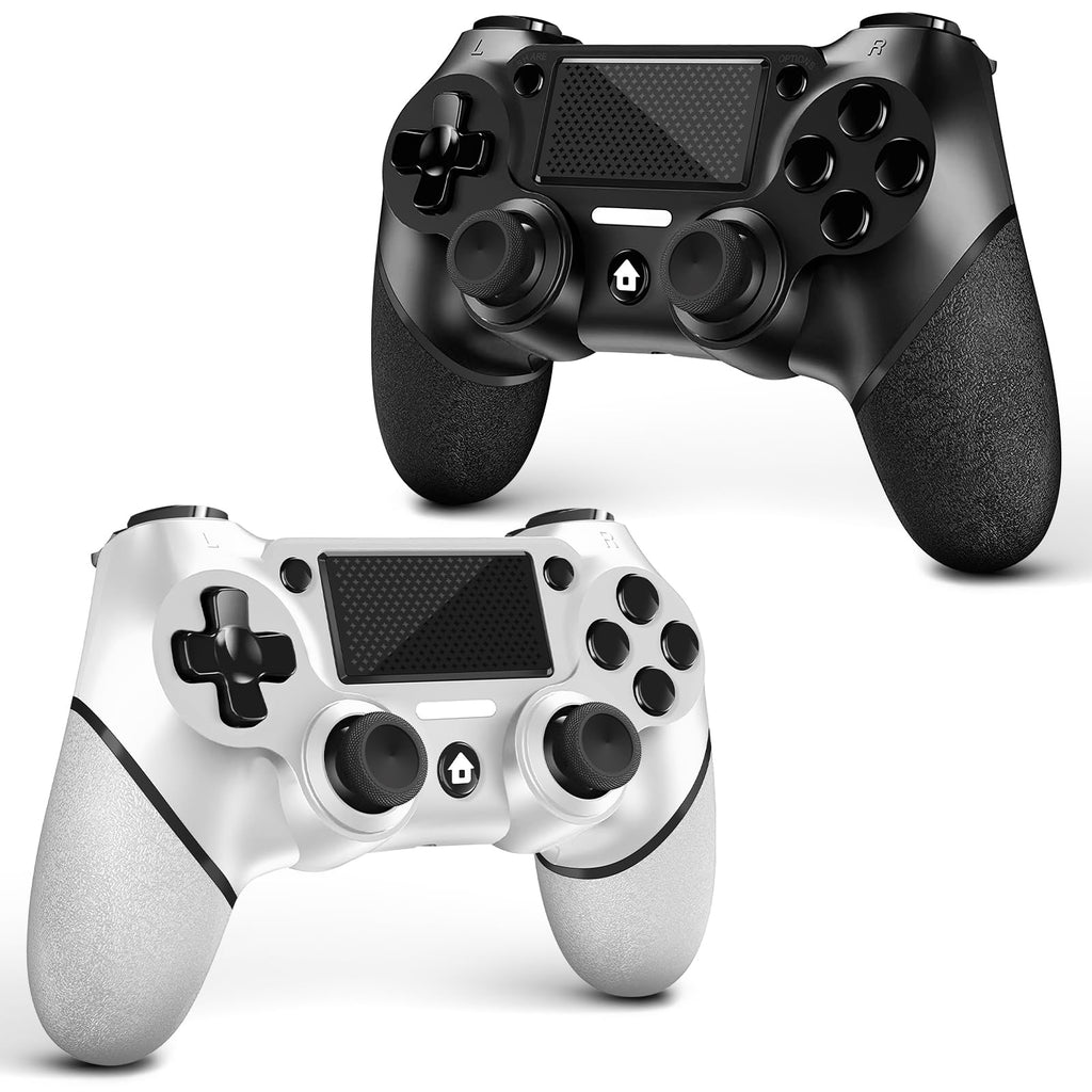 AceGamer 2 Pack for PS4 Controller, Wireless Controller for PS4/Pro/Slim/PC, with Non-Slip Grip of Both Sides and USB-C Cable! (Black and White)