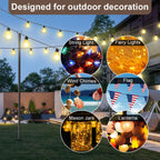 MuliVid 6 Pack 9FT String Light Poles for Outdoor,Metal Lights Hanging Pole Outside with Fork,Light Stand for Patio, Pergola, Garden, Backyard, Yard, Camping Party