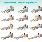 Hansleep Bed Wedge Pillow Set for After Surgery 6PCS, Post Surgery Pillow for Sleep Apnea and Acid Reflux Relief, Adjustable Reading Pillows Back Support with Memory Foam, White, 23"