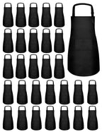 ZLEVEAYN 30 Pcs Kids Apron Bulk Adjustable Children Bib Aprons with Pockets for Girls Painting Kitchen Cooking Baking (Black, L)