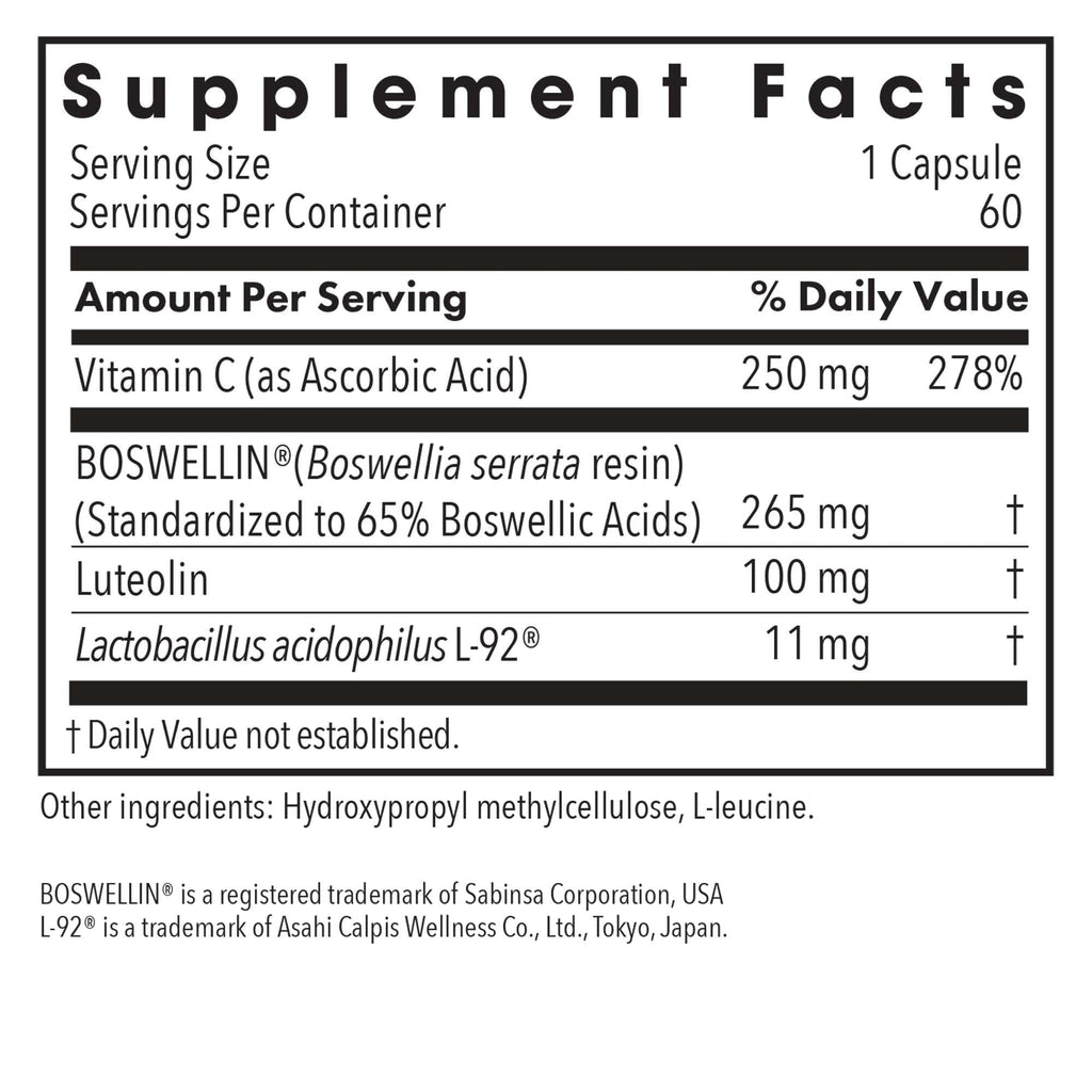 Allergy Research Group ARG Aller-Aid L-92 - Postbiotic Immune Support Supplement - L-92 with Vitamin C & Botanicals - Histamine & Seasonal Support - Hypoallergenic - 60 Servings - 60 Capsules