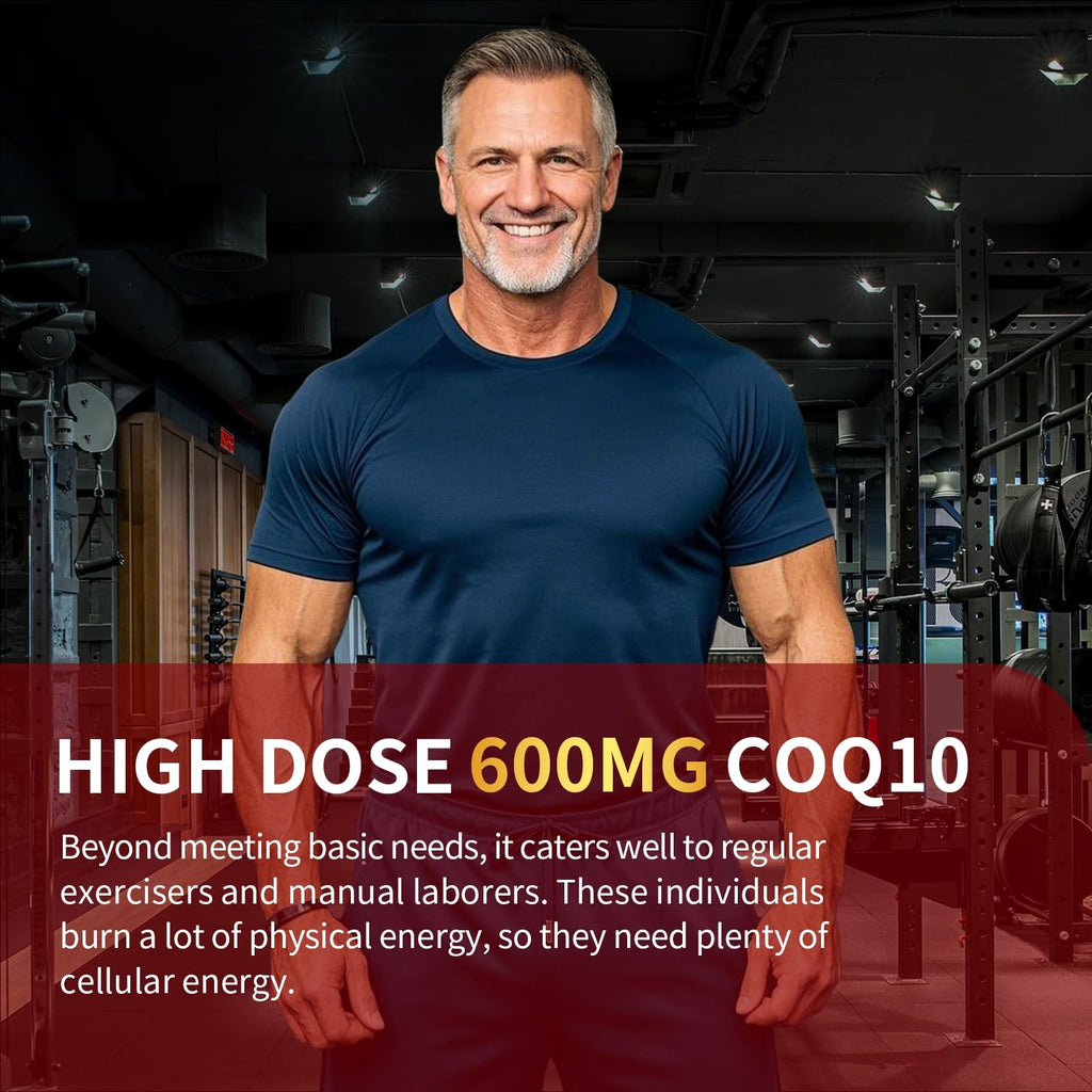 CoQ10-600mg-Softgels - Extra Strength Coenzyme Q10 with PQQ, Omega-3 & BioPerine - High Absorption CoQ10 Supplements Antioxidant (Ubiquinone) for Heart Health & Energy Production, 120 Softgels