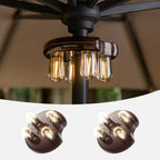 NORA·GIFT Patio 2 Packs Umbrella Light with LED Edison Bulbs, Battery Operation Cordless-Outdoor Umbrella Pole Lights with 2 Lighting Modes for Garden，Patio, Backyard, Camping or BBQ - Brown
