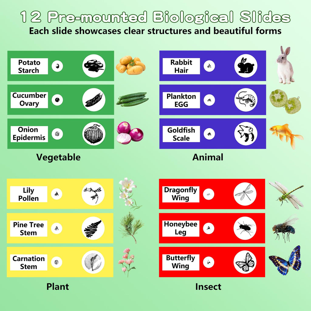 Odatay Microscope for Kids with 12 Slides, 100X-1000X 1080P Digital Handheld Kids Microscope, Mini Portable Pocket Miniscope Science Toys Gifts for 3+ 4 5 6 7 8 9 10 11 12 Year Old Boys Girls, Blue