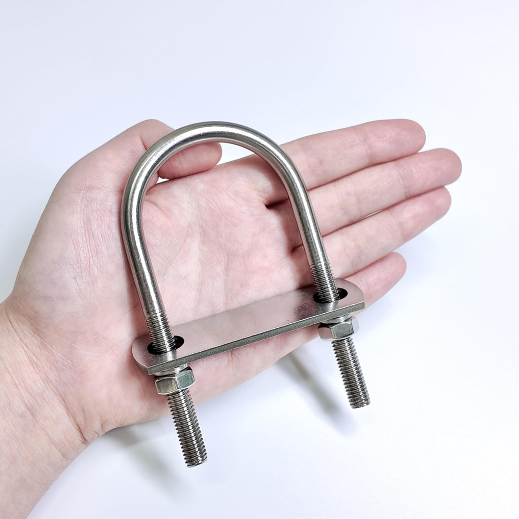 SRZTXU 8 Sets M8 U-Bolts,u-Bolts 2" (50mm) Wide,304 Stainless Steel u-Bolts,with Nuts,Bolt Plate and washers (8, M8 x 50mm x 100mm)