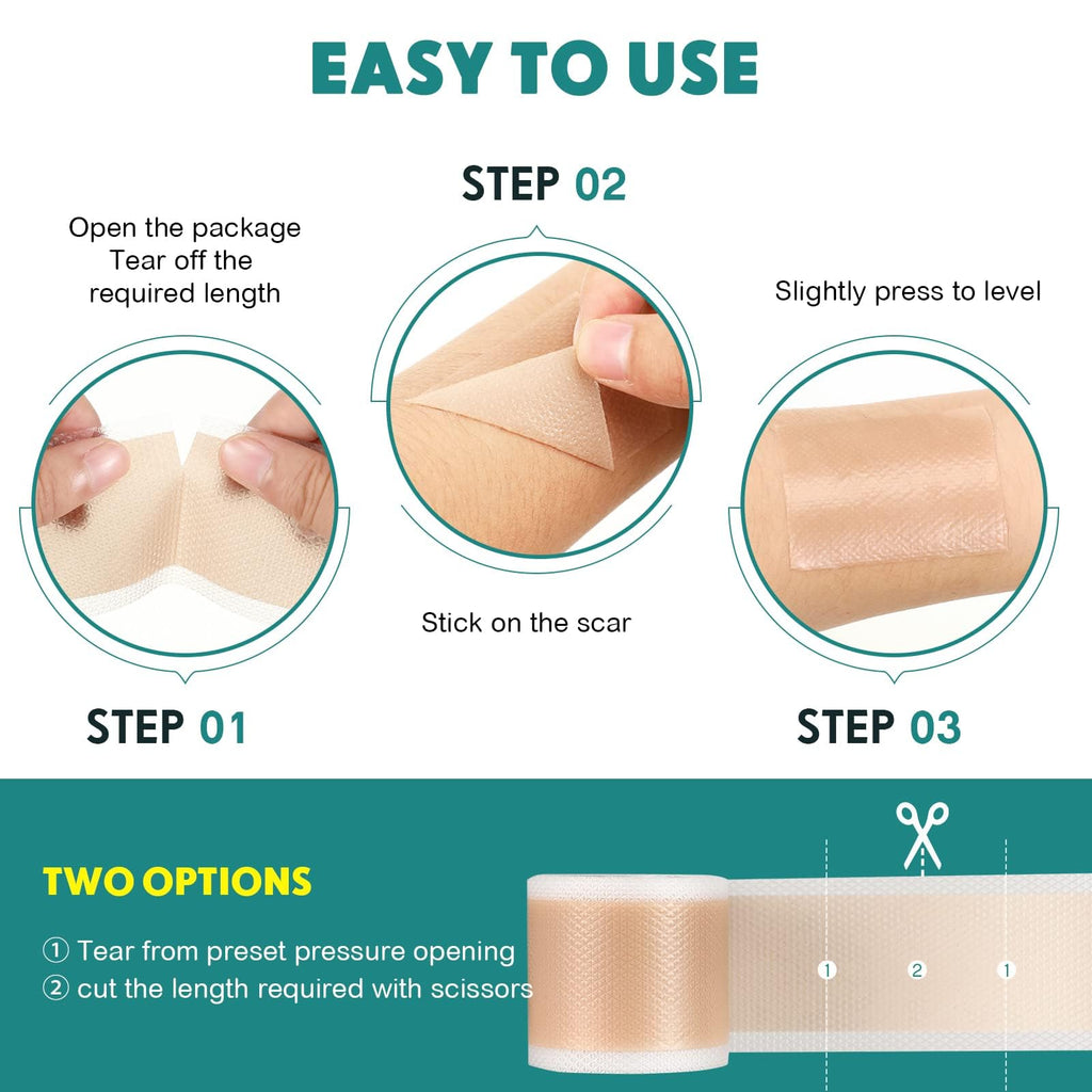 Pumkot Silicone Scar Sheets, Silicone Scar Tape(1.8” x 157” Roll-4M), Medical Grade Scar Removal Away Strips for Surgical Scars, Keloid, C-Section, Burn - Stickiness Upgrade, Waterproof, Reusable
