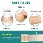 Pumkot Silicone Scar Sheets, Silicone Scar Tape(1.8” x 157” Roll-4M), Medical Grade Scar Removal Away Strips for Surgical Scars, Keloid, C-Section, Burn - Stickiness Upgrade, Waterproof, Reusable