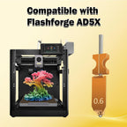 for FLASHFORGE AD5X Upgraded 0.6mm Hotend 2 Packs 3D Printer Assembled Extruder Kits- All Metal Hot End/Printhead Replacement with Detachable Nozzle, 2PCS Silicone Sock Integrated Heater Block