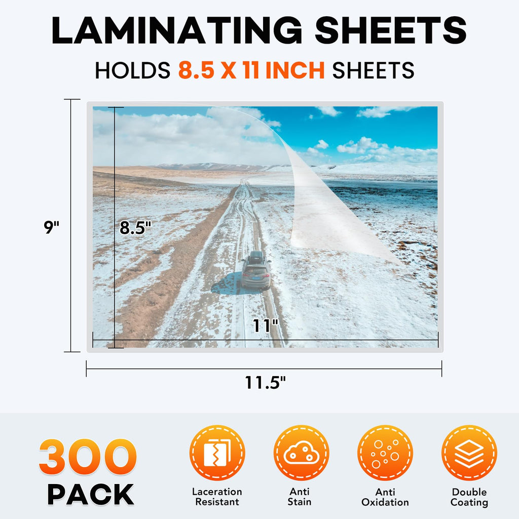 300 Pack Laminating Sheets, 3 Mil, 9 x 11.5 Inches Thermal Laminating Pouches Lamination Sheet Paper for Laminator, Clear, Letter Size, Office and School Supplies