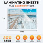 300 Pack Laminating Sheets, 3 Mil, 9 x 11.5 Inches Thermal Laminating Pouches Lamination Sheet Paper for Laminator, Clear, Letter Size, Office and School Supplies