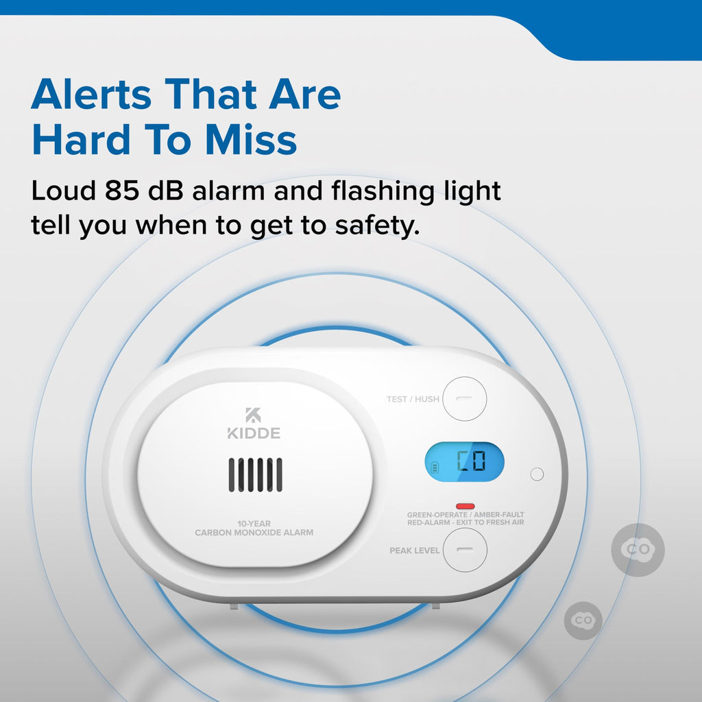 Kidde Carbon Monoxide Detector, 10-Year Battery, Detects Low-Level CO, Digital Backlit Display, LED Status Indicators, 85 dB Alarm, 5th Edition, COBDL10