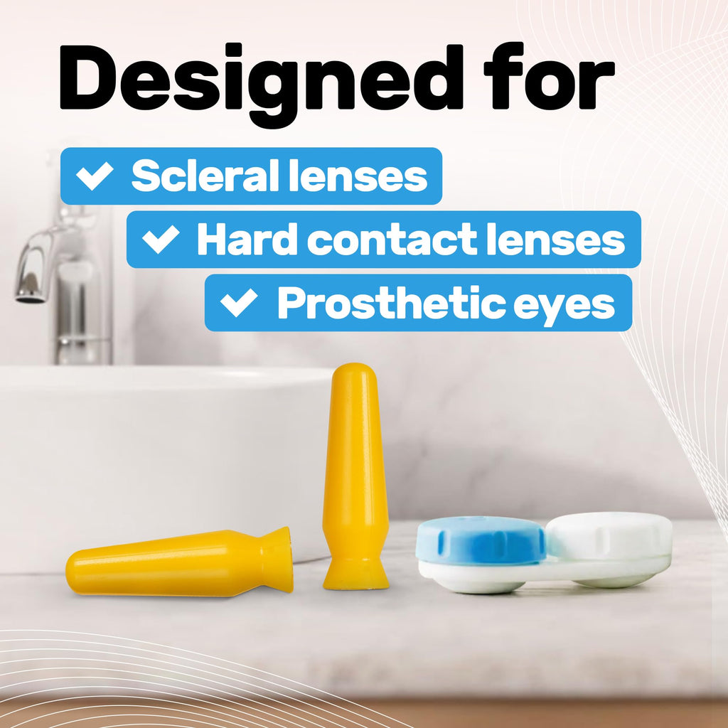 [6 Pack] Scleral Lens Inserter + Remover - Ventless Contact Lens Applicator for Hard/RGP Lenses, Scleral Lenses & Prosthetic Eyes – Easy-Squeeze Suction Tool, Upgraded with Plastic Travel Case