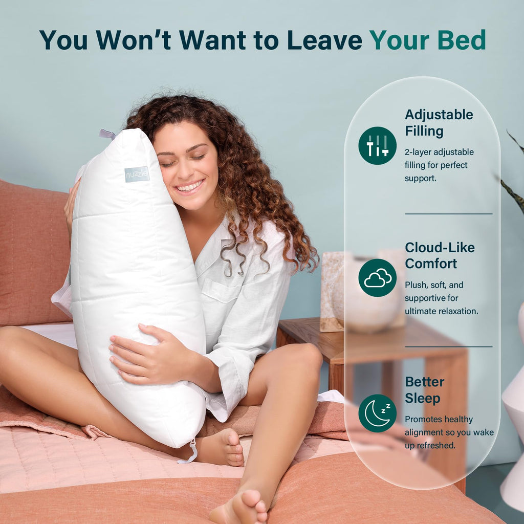 Nuzzle Pillow Standard Adjustable Neck Pillow,Soft Luxury Hotel Feel
