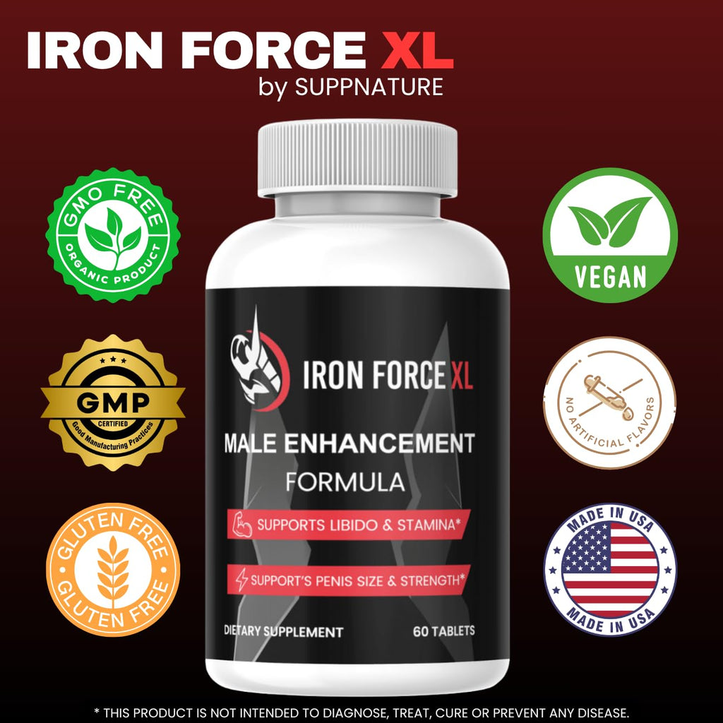 SuppNature Iron Force XL Pills for Men, Iron Force XL Supplement Male Support Formula*, 60 Count