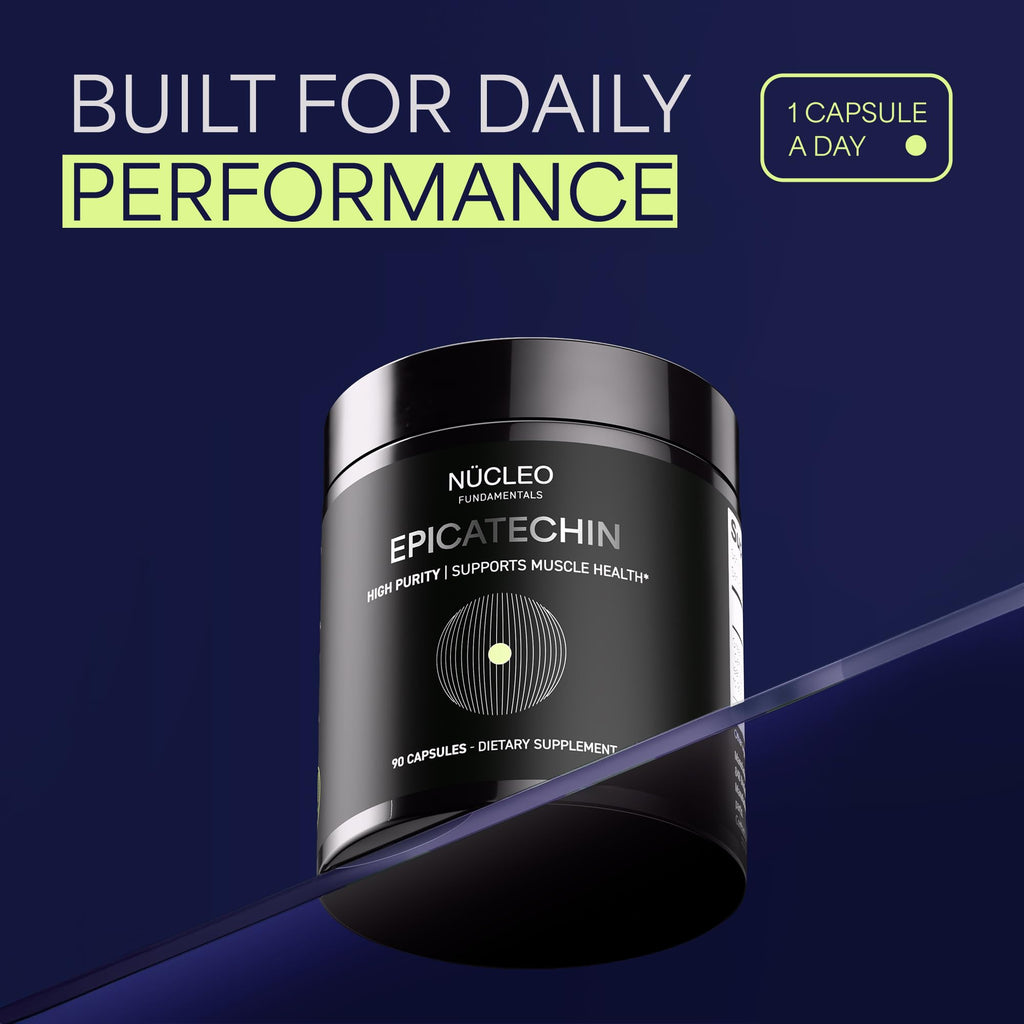 NÜCLEO FUNDAMENTALS High Purity Epicatechin - 90 Capsules - Promotes Strength & Muscle Growth - Nitric Oxide Support - for Daily Performance - Epicatechin Supplements Made in USA