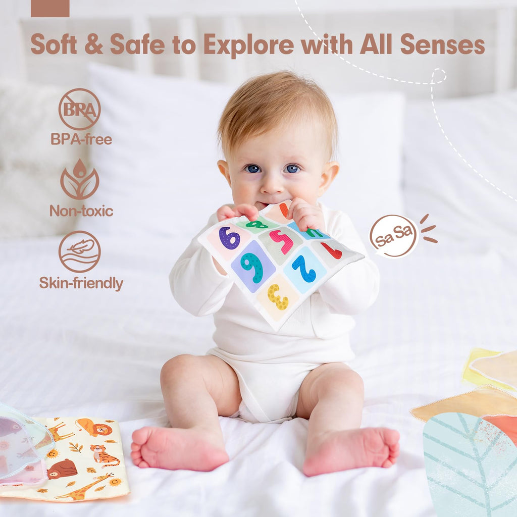 hahaland Baby Tissue Box Toy - Baby Toys 6-12 Months Stocking Stuffers for Babies Montessori Toys for 6 Month Old Must Haves - Boy Girl Shower Gifts 6 9 12 18 Months Old Sensory Pulling Play Scarf Toy