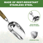 Haliaeetus Potting Soil Scoop, Bend Proof Stainless Steel Gardening Scoop