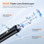 Triple Lens Endoscope Camera with Light, DEPSTECH 5" IPS Screen Endoscope Camera, 1080P Sewer Camera & Split Screen, 180° Rotation, IP67 Snake Cable, 8 Lights, Gadget for Automotive Mechanical Repair