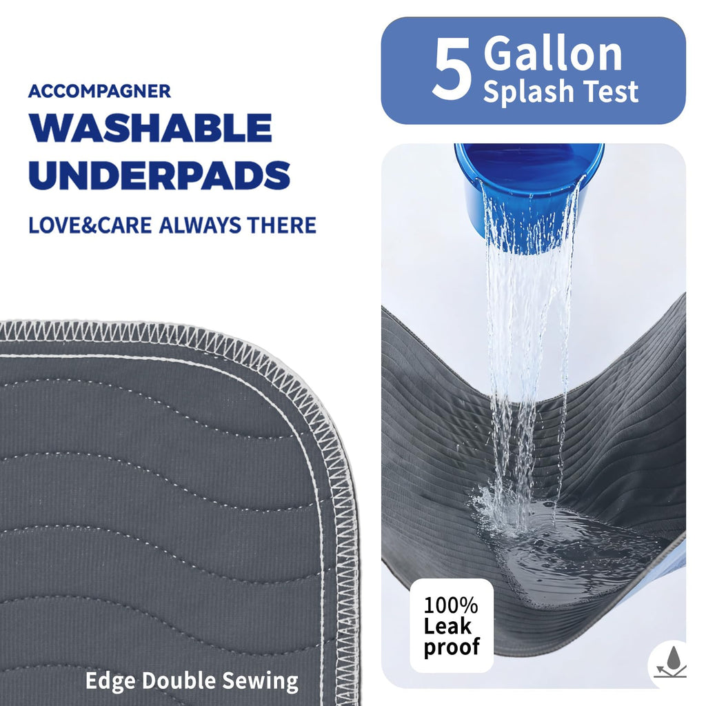 Accompagner Waterproof Reusable for Adults and Pets Washable Pee Pads for Dogs Changing Pad Large Dog Bed Size Adults Incontinence Bed Pads - Non-Slip Leak-Proof (Dark Gray, 24"x24"(Pack of 4))