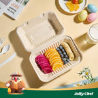 JOLLY CHEF Clamshell Take Out Food Containers, [75-Pack 9 * 6" ] To Go Containers Disposable, 100% Compostable Sugarcane To Go Boxes for Salad,Lunch
