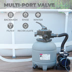 XtremepowerUS 12" Sand Filter for Above-Ground Swimming Pools Max 2,400GPH 7-Way Multi-Port Valve Pool Pump Up to 10,000 Gallons Strainer Basket (Include Filter Media)