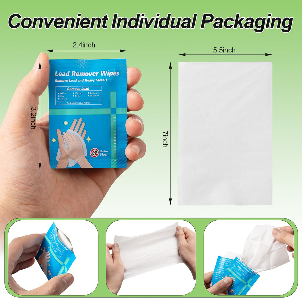 Kimting Honghui 50Pcs Lead Removal Wipes for Shooting Heavy Metal Cleaning Tissues Cloths for Removing Lead Dirt Oil Individual Foil Package Gift Essential for Shooting Construction Factory Use