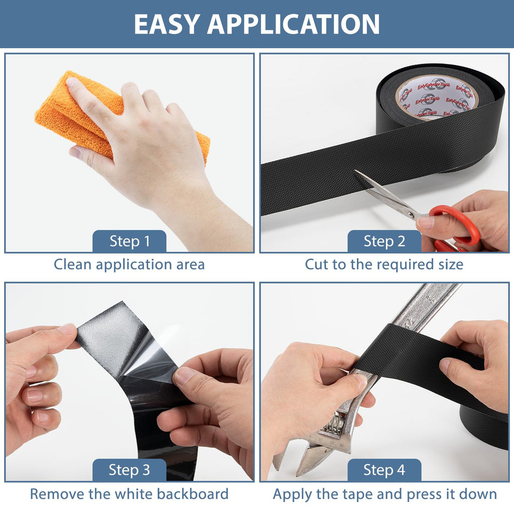 Ealyder Tape 2 Inch x 26 FT Rubber Grip Tape, Black Ultra-Thin Strong Adhesive Anti-Slip for Handles, Home Use, Waterproof Wear-Resistant Heat Resistant Grip Tape, Comfortable in Hands