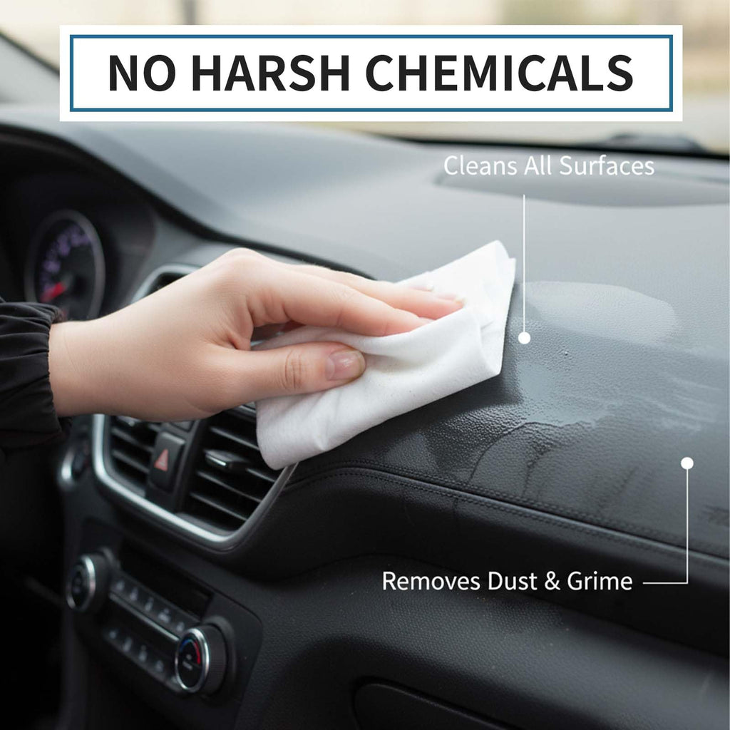Car Cleaning Wipes, Multipurpose Vehicle Interior Surface Wipes, Soft Disposable Cleaning Cloth for Car Dashboard Seat Door Panel Glass Dust & Stain Removal