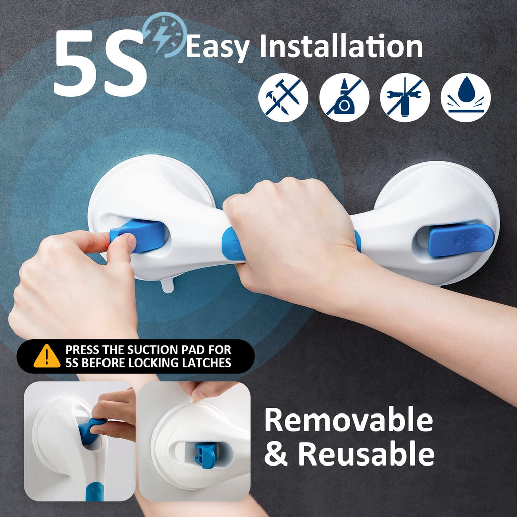 TAILI Shower Grab Bar, Suction Cup Grab Bars for Elderly, Grab Bars for Bathtubs and Showers, Shower Grab Bars for Seniors, Strong hold Suction Shower Grab Bar, No Drilling Removable Handicap Grab Bar