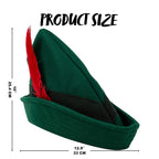 Spooktacular Creations Felt Robin Hood Hats with Feather, Alpine German Hat, Green Tyrolean Costume Accessory for Halloween Dress Up Party Favor, One Size Fits all for Adult