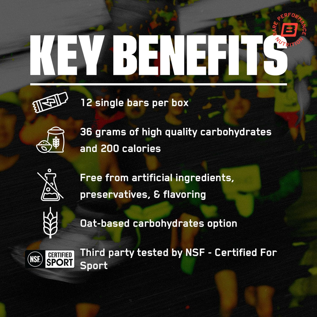 BARE PERFORMANCE NUTRITION Go Bar, Oat Based Endurance Training Snack 36g of Carbohydrates and 200 Calories Per Serving, 12 Bars Per Box, Original Oat