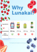 Lunakai USA Manufactured Magnesium Glycinate Gummies 426mg with L-Theanine – Calm, Sleep, Stress Relief for Adults & Kids, Non-GMO, Vegan, 60ct