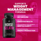 Horse Gelatin Capsules – HorseGelatin Advanced Formula Pills Natural Ingredients Dietary Supplement - 60 Capsules
