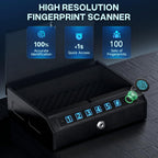 Gun Safe for Handgun, Biometric Handgun Safe with Drop Slot Quick Access with Stealth Mode, 3-Way Unlock Fingerprint Digital PIN Key Pistol Safe, Handgun Safe Lock Box with Carbon Steel Cable for Car