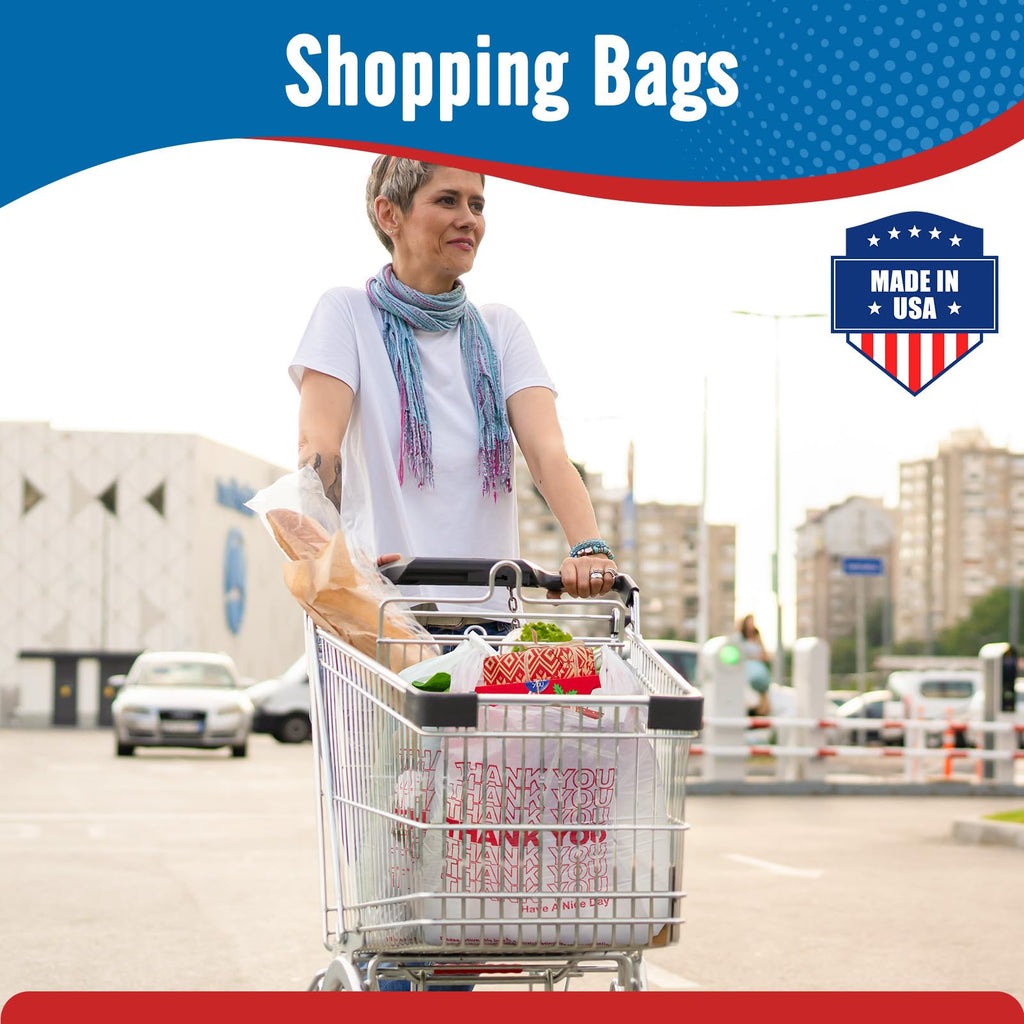 Fuxury 2000 Count - 2K Plastic Thank You T-shirt Bags White (11.5" x 6.5" x 21"), Grocery, Take Out, To Go, Retail Shopping Bags for Business in Bulk