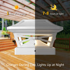 Davinci Lighting Renaissance Solar Outdoor Post Cap Lights - Includes Bases for 4x4 5x5 6x6 Posts - Bright LED Light - Pearl White (12 Pack)