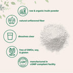 Micro Ingredients Organic Inulin FOS Fiber Powder, 1.1 lb | Quick Water-Soluble Prebiotic | Natural Unflavored Fiber for Yogurt, Smoothies, & Drinks | Vegan Friendly, Dissolves Clear, Non-GMO