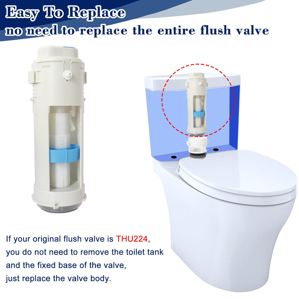 Toilet Flush Valves, THU224 2-Inch Dual Flush Valve Replacement with Mounting Nut for Two Piece Toilets Compatible with TOTO Aquia Toilet Tank ST412M