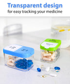 Extra Large Weekly Pill Organizer - XL Vitamin Holder with 7 Detachable AM PM Compartments - Portable Medicine Dispenser for Home and Travel, Big Supplement Container for Weekly or Daily Use, Rainbow
