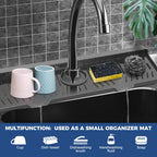 24" Splash Guard Plus Size Silicone Sink Faucet Drying Mat Handle Drip Catcher Tray Dish Sponge Holder Kitchen Accessories Protector Home Organization Gadgets Organizer